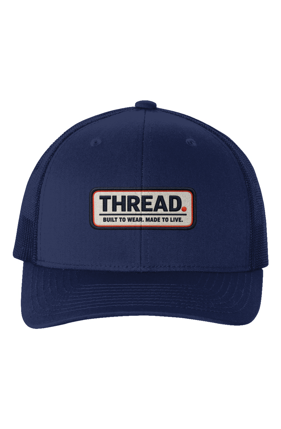 BLU. Six Panel Retro Trucker Cap — Navy